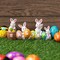 Easter Bunny Eggs with The Word Easter Resin Centerpiece Decor 4 Rabbits Bunny